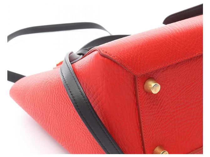 Céline Belt Bag Mini in Pelle Celine Nero Rosso Beige - vista 10