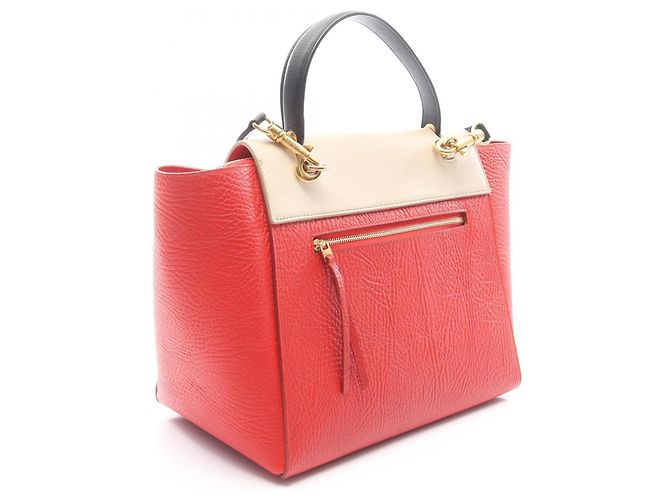Céline Belt Bag Mini in Pelle Celine Nero Rosso Beige - vista 2