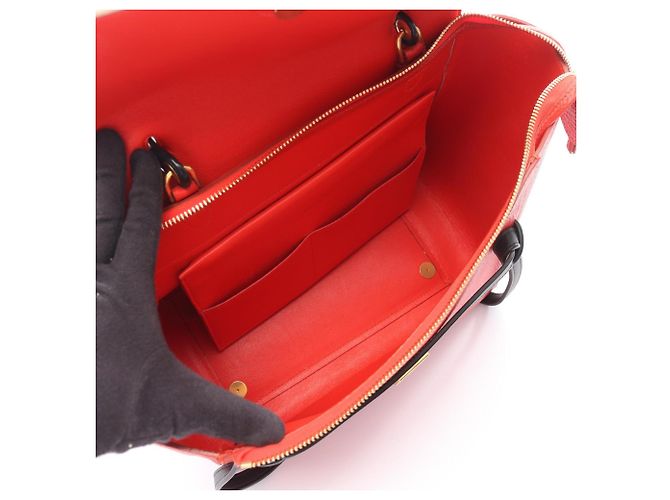 Céline Belt Bag Mini in Pelle Celine Nero Rosso Beige - vista 3