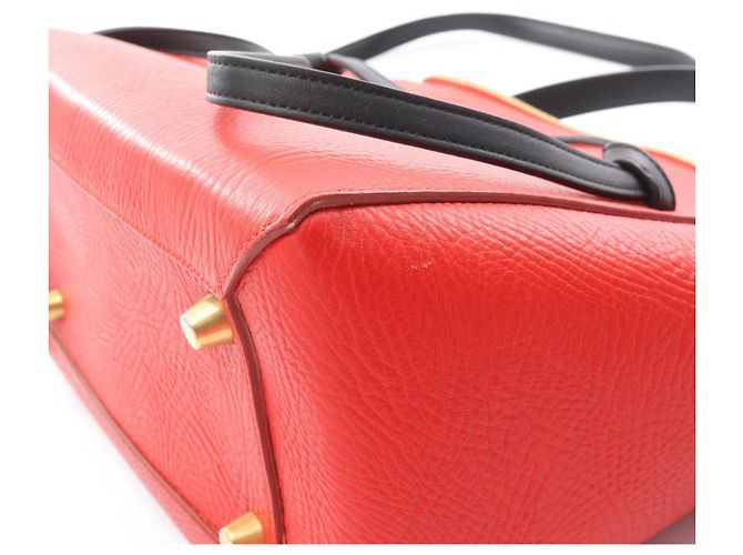 Céline Belt Bag Mini in Pelle Celine Nero Rosso Beige - vista 9
