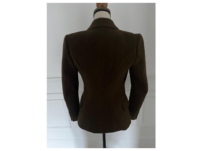 Balmain Wool Double-Breasted Jacket Dark green - view 2