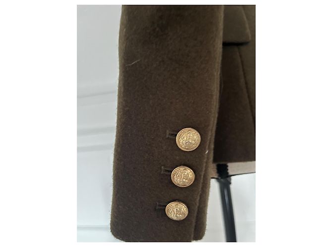 Balmain Wool Double-Breasted Jacket Dark green - view 4
