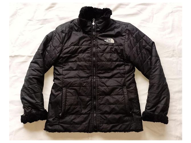 The North Face Wendbare Mossbud Swirl Jacke für Mädchen, schwarz, mit Plüschfutter, Puffer, Größe M - Ansicht 2