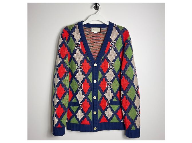 Gucci Rhombus Wollcardigan Mehrfarben - Ansicht 2