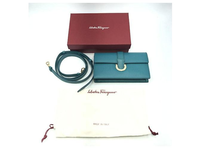 Borsa a Spalla Gancini Salvatore Ferragamo Blu Turchese - vista 10