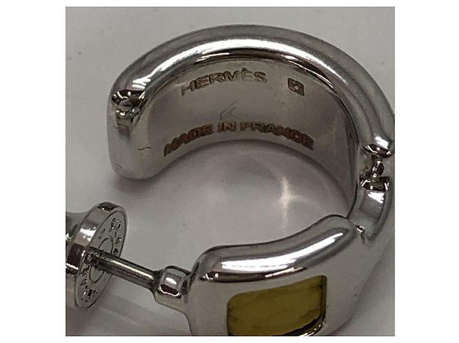 Orecchini a cerchio in argento Olympe PM di Hermès - vista 3