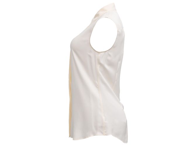 Blusa sin mangas de georgette con botones en seda blanca Theory Blanco Crudo - vista 2