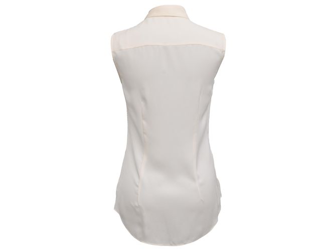 Blusa sin mangas de georgette con botones en seda blanca Theory Blanco Crudo - vista 3