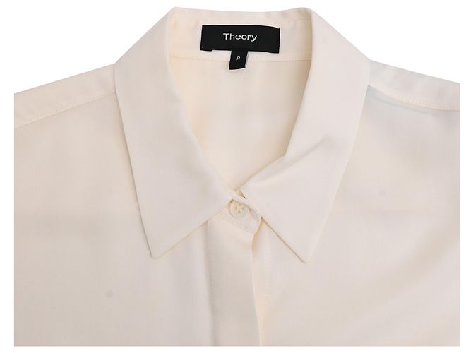 Blusa sin mangas de georgette con botones en seda blanca Theory Blanco Crudo - vista 5