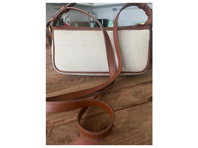 Autre Marque Bolsa transversal Balmain B-Army em lona e couro creme e marrom - vista 8
