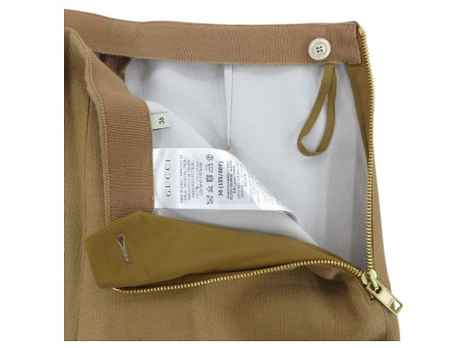 Pantaloni in Viscosa con Zip Laterale Gucci Beige - vista 3