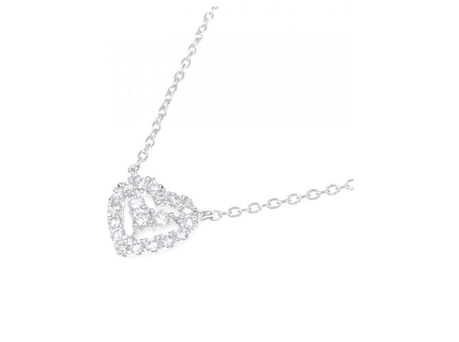 Autre Marque Collana a Cuore con Diamanti in Oro Bianco Au750 Ponte Vecchio Argento - vista 3