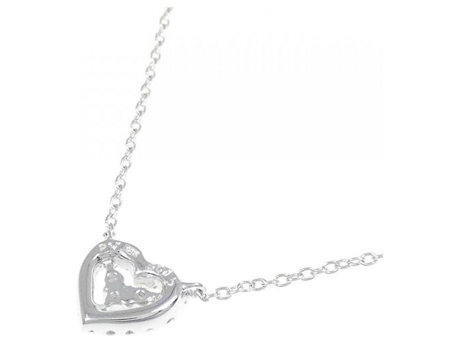 Autre Marque Collana a Cuore con Diamanti in Oro Bianco Au750 Ponte Vecchio Argento - vista 4