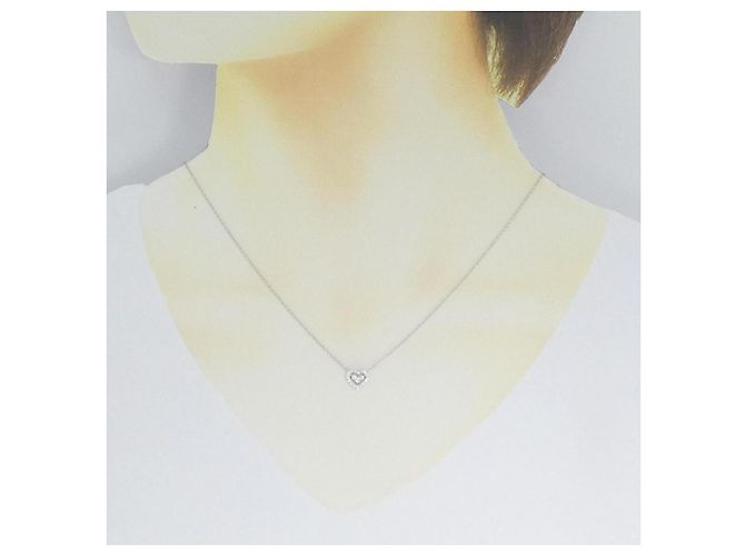 Autre Marque Collana a Cuore con Diamanti in Oro Bianco Au750 Ponte Vecchio Argento - vista 6