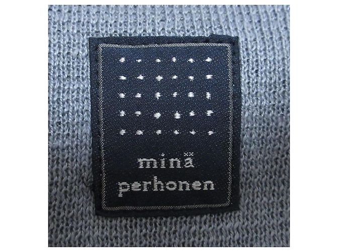 Autre Marque Cárdigan de lino 100% Mina Perhonen Nostalgia Castaño Azul claro - vista 7