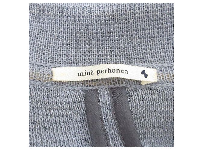 Autre Marque Cárdigan de lino 100% Mina Perhonen Nostalgia Castaño Azul claro - vista 8