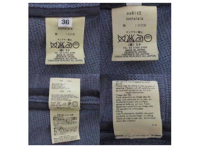 Autre Marque Cárdigan de lino 100% Mina Perhonen Nostalgia Castaño Azul claro - vista 9