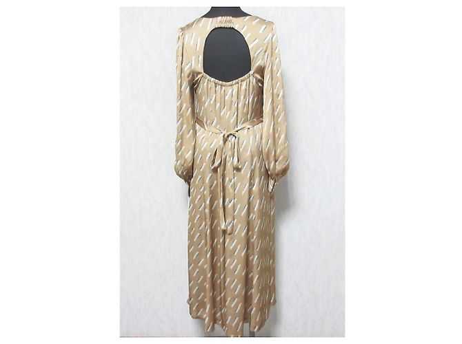 Autre Marque Robe longue en satin GRACE Class Back Shun Lip Beige - vue 2