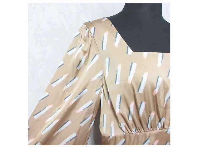 Autre Marque Robe longue en satin GRACE Class Back Shun Lip Beige - vue 3