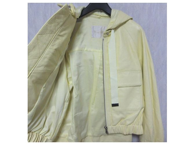 Autre Marque GRACE Class Lamb Leather Short Jacket Yellow - view 3