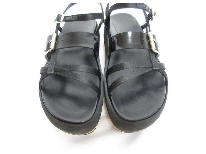 Marni Lackleder Flatform Sandalen Schwarz - Ansicht 2
