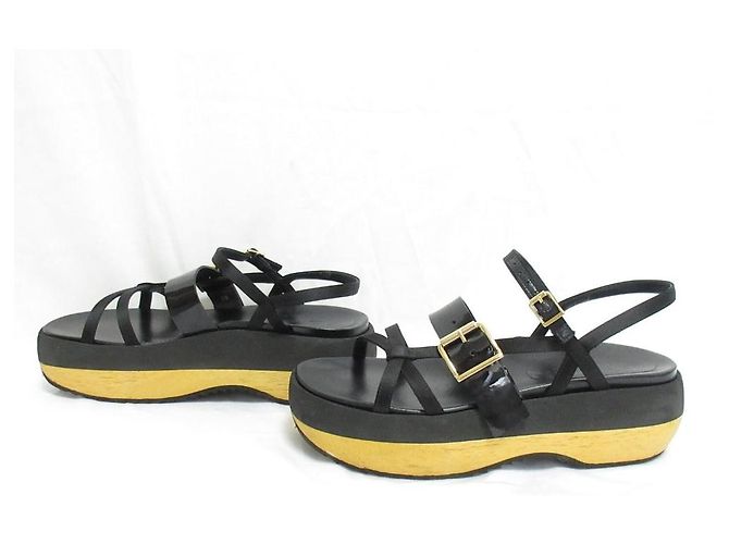 Marni Lackleder Flatform Sandalen Schwarz - Ansicht 3