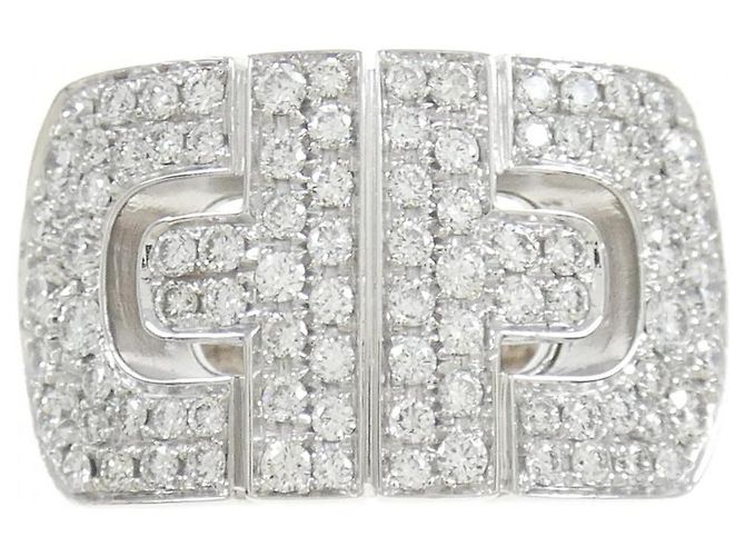 Bulgari Bvlgari Parentesi Ring aus 750 Weißgold mit Diamanten Größe 8 Silber - Ansicht 2