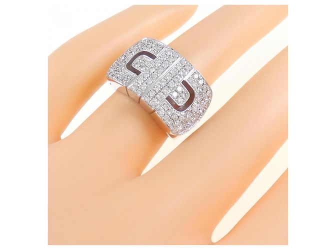 Bulgari Bvlgari Parentesi Ring aus 750 Weißgold mit Diamanten Größe 8 Silber - Ansicht 5