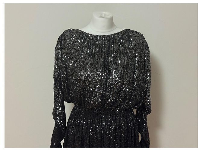 Saint Laurent Paillettenkleid schwarz - Ansicht 7