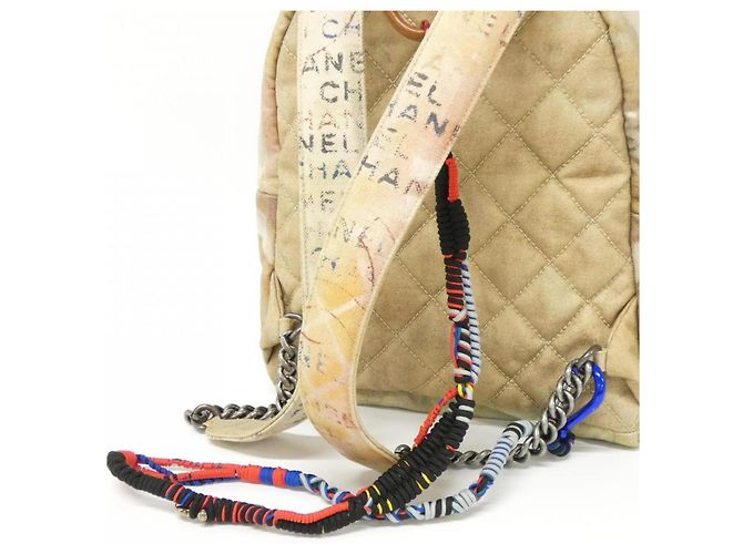 Chanel 92352 Beiger Mehrfarbiger Canvas-Rucksack Mehrfarben - Ansicht 6