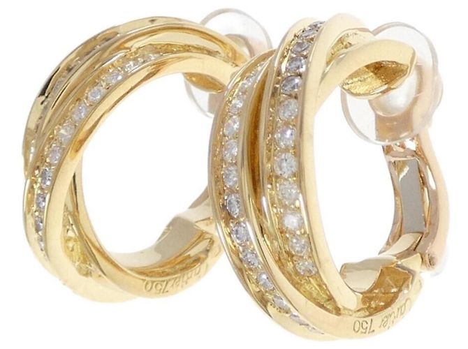 Orecchini a mezza cerchio in oro giallo 18K con diamanti Cartier D'oro - vista 2