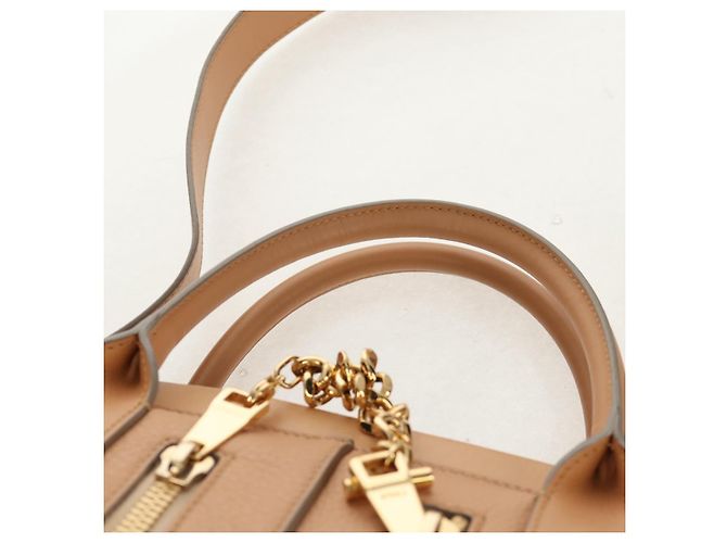 Chloé Borsa a mano in pelle Chloe Kate 2 in 1 Beige Oro Auth BA8784 D'oro - vista 14