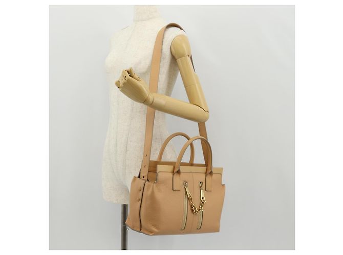 Chloé Borsa a mano in pelle Chloe Kate 2 in 1 Beige Oro Auth BA8784 D'oro - vista 26