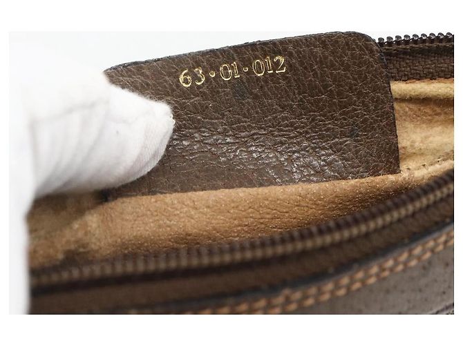 GUCCI GG Supreme Web Sherry Line Clutch Bag PVC Beige Oro 63 01 012 Auth mr1689 D'oro - vista 12
