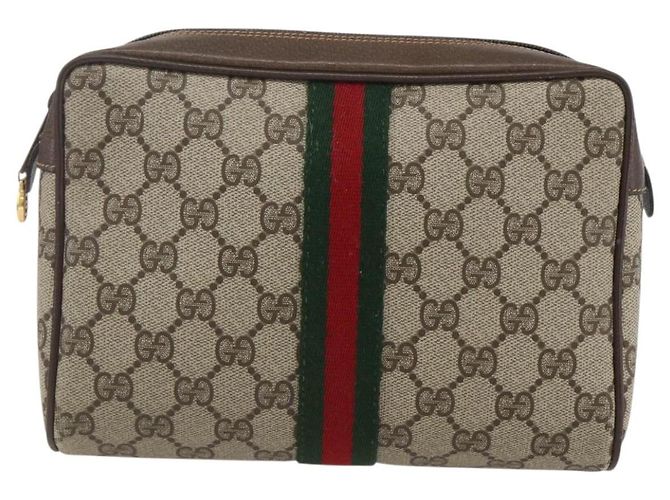 GUCCI GG Supreme Web Sherry Line Clutch Bag PVC Beige Oro 63 01 012 Auth mr1689 D'oro - vista 13