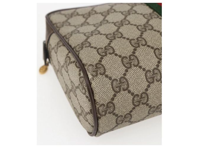 GUCCI GG Supreme Web Sherry Line Clutch Bag PVC Beige Oro 63 01 012 Auth mr1689 D'oro - vista 14