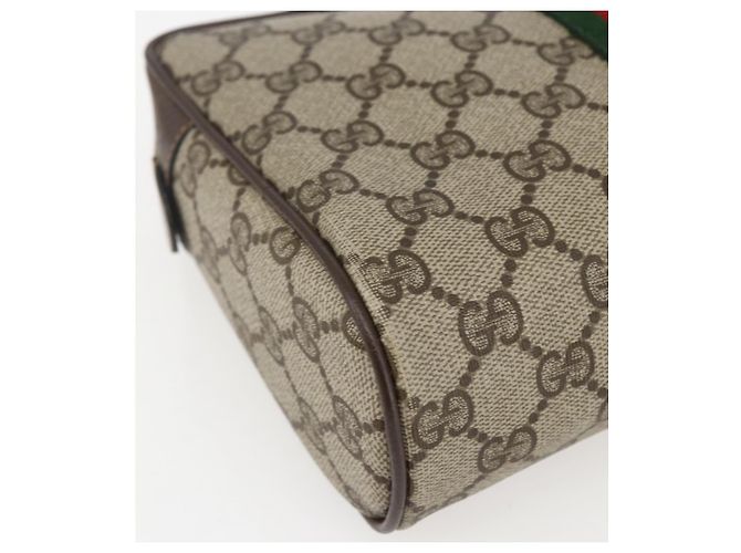 GUCCI GG Supreme Web Sherry Line Clutch Bag PVC Beige Oro 63 01 012 Auth mr1689 D'oro - vista 16