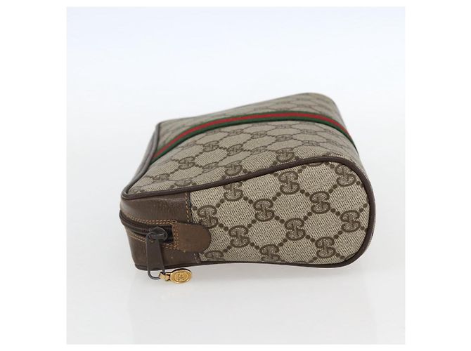GUCCI GG Supreme Web Sherry Line Clutch Bag PVC Beige Oro 63 01 012 Auth mr1689 D'oro - vista 3