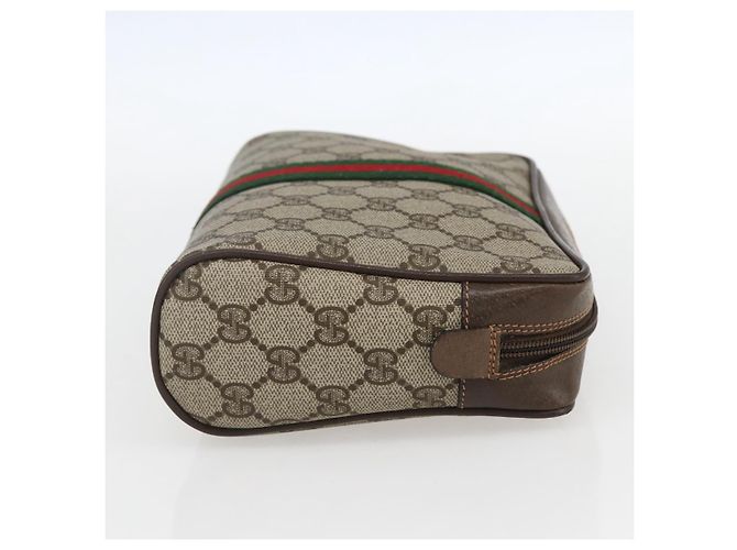 GUCCI GG Supreme Web Sherry Line Clutch Bag PVC Beige Oro 63 01 012 Auth mr1689 D'oro - vista 4