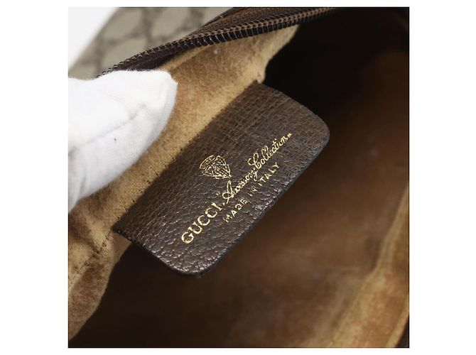 GUCCI GG Supreme Web Sherry Line Clutch Bag PVC Beige Oro 63 01 012 Auth mr1689 D'oro - vista 9