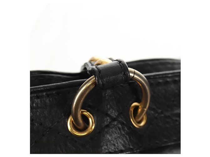 Borsa Tote in pelle nera e oro GUCCI 211959 Auth BA8823 Nero D'oro - vista 10