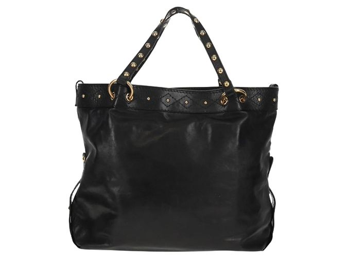 Borsa Tote in pelle nera e oro GUCCI 211959 Auth BA8823 Nero D'oro - vista 2