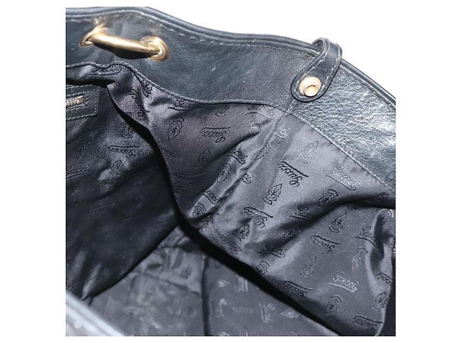 Borsa Tote in pelle nera e oro GUCCI 211959 Auth BA8823 Nero D'oro - vista 22