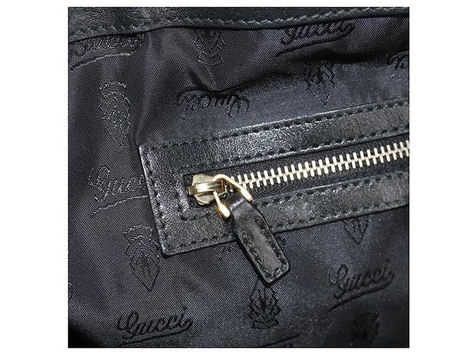 Borsa Tote in pelle nera e oro GUCCI 211959 Auth BA8823 Nero D'oro - vista 24