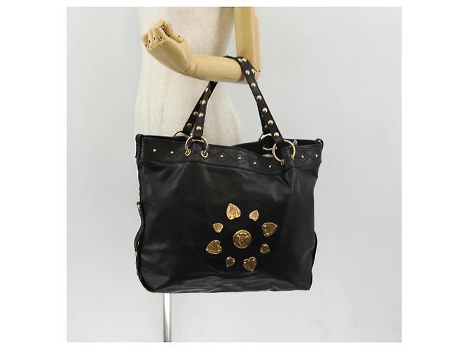 Borsa Tote in pelle nera e oro GUCCI 211959 Auth BA8823 Nero D'oro - vista 26