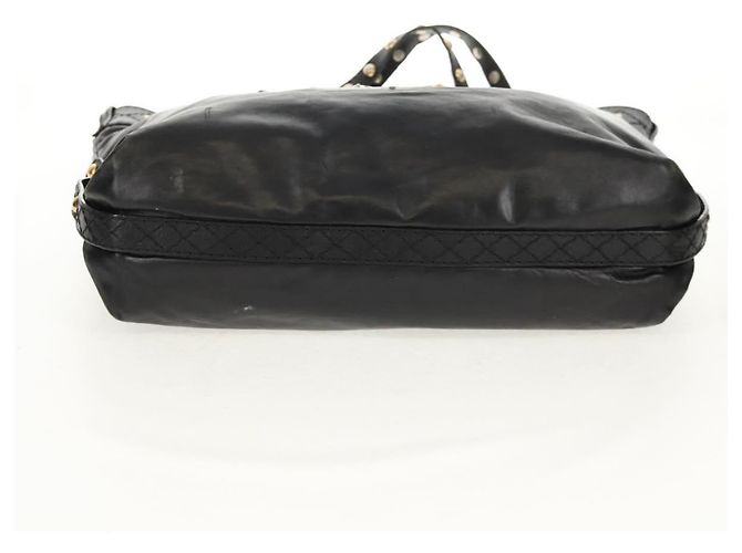 Borsa Tote in pelle nera e oro GUCCI 211959 Auth BA8823 Nero D'oro - vista 5