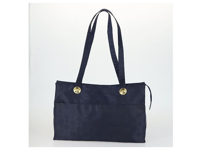 Borsa tote MCM Logogram Vicetos in PVC 2 pezzi Marrone Blu Navy Auth 151690 - vista 2