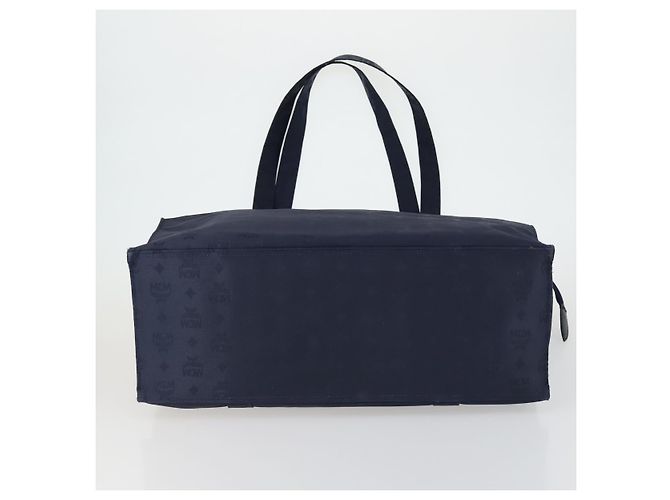 Borsa tote MCM Logogram Vicetos in PVC 2 pezzi Marrone Blu Navy Auth 151690 - vista 7