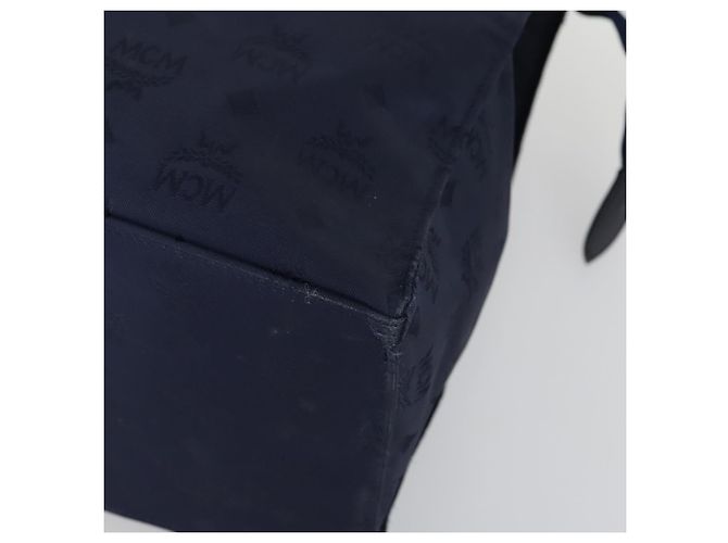 Borsa tote MCM Logogram Vicetos in PVC 2 pezzi Marrone Blu Navy Auth 151690 - vista 8