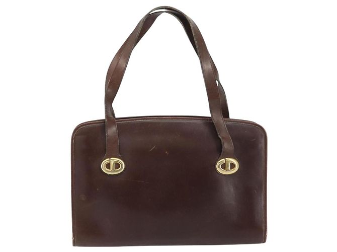 Borsa a Mano Christian Dior in Pelle Marrone Oro Auth gh1451 D'oro - vista 13